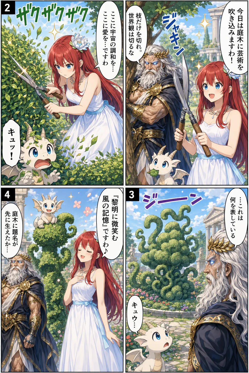 アテナ様と庭木の芸術
