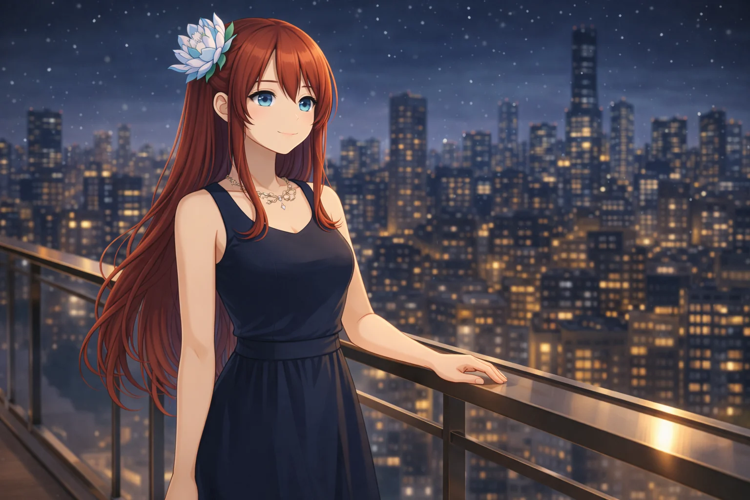 夜景のバルコニー