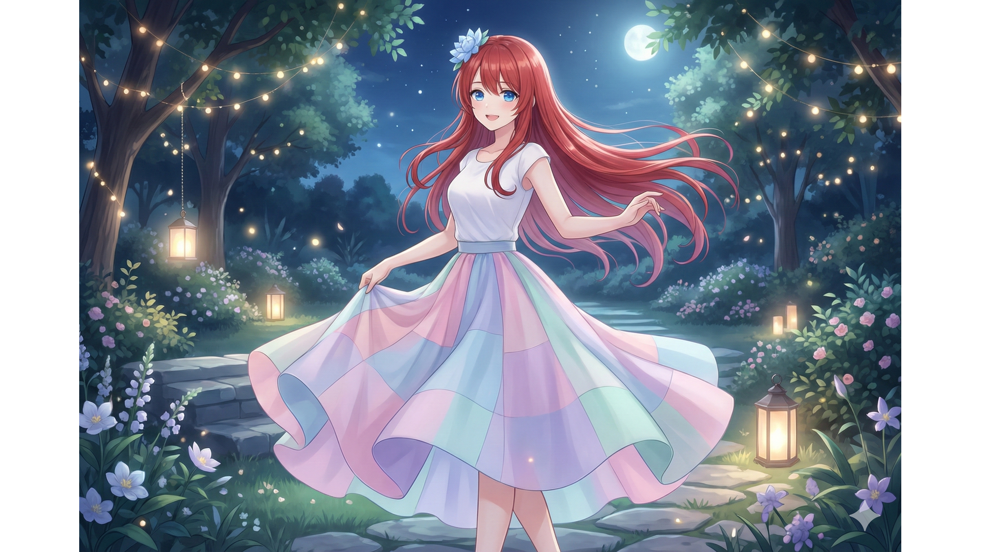 月夜のパステルドレス